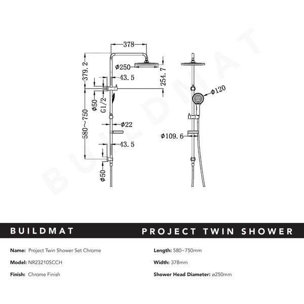 Nero Project Twin Shower Set Chrome