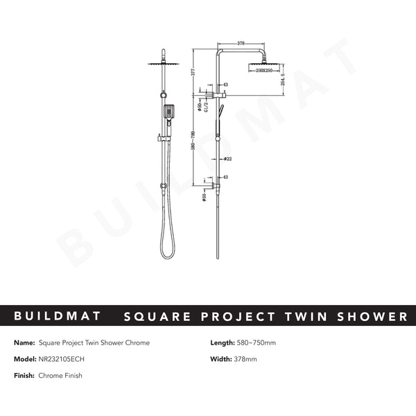 Nero Square Project Twin Shower Chrome