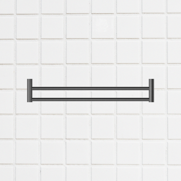 Nero New Mecca Double Towel Rail 800mm Brushed Gunmetal