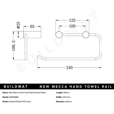 New Mecca Hand Towel Rail Brushed Nickel