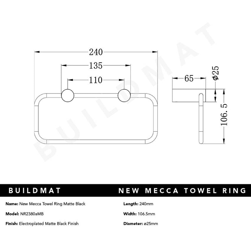 New Mecca Towel Ring Matte Black