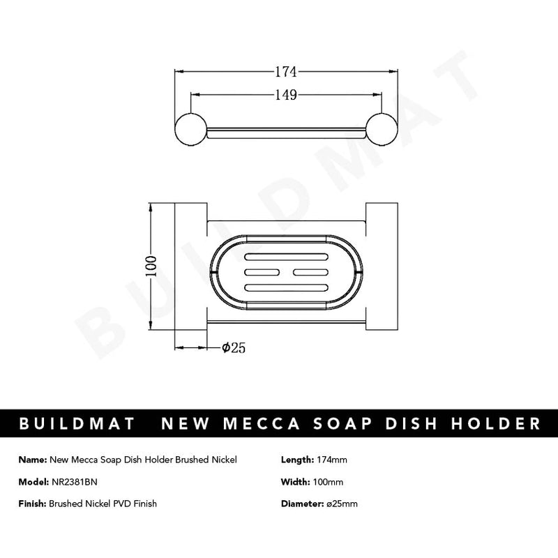 New Mecca Soap Dish Holder Brushed Nickel
