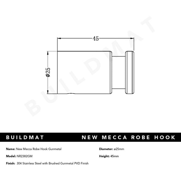 Nero New Mecca Robe Hook Gunmetal