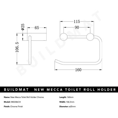 New Mecca Toilet Roll Holder Chrome