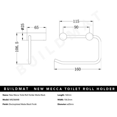 New Mecca Toilet Roll Holder Matte Black