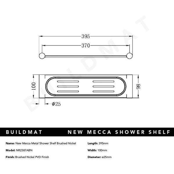 Nero New Mecca Metal Shower Shelf Brushed Nickel