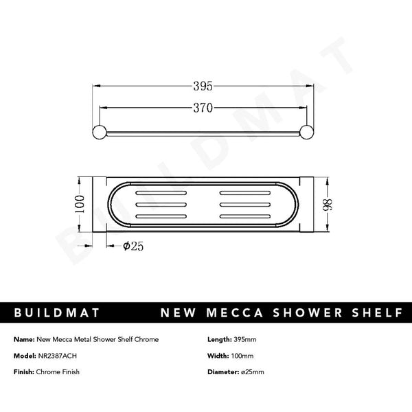 Nero New Mecca Metal Shower Shelf Chrome