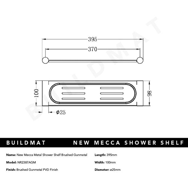 Nero New Mecca Metal Shower Shelf Brushed Gunmetal