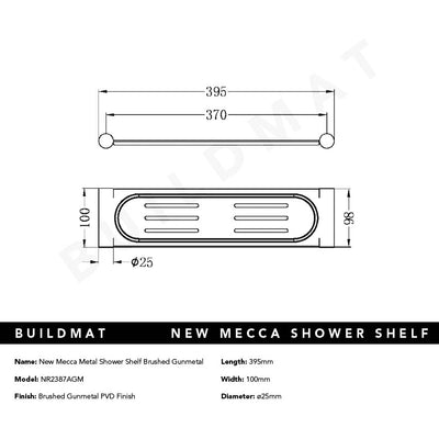 New Mecca Metal Shower Shelf Brushed Gunmetal