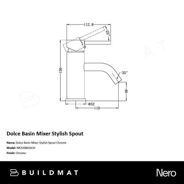 Nero Dolce Basin Mixer Stylish Spout Chrome