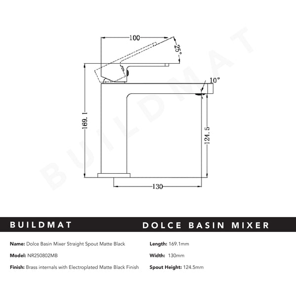 Nero Dolce Basin Mixer Straight Spout Matte Black