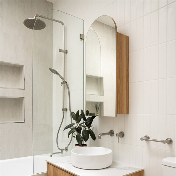 Nero Round Twin Shower Brushed Nickel