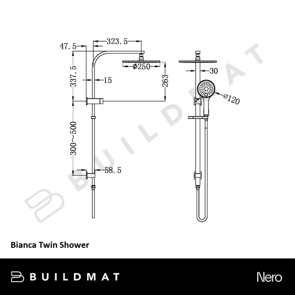 Nero Bianca Twin Shower Brushed Nickel
