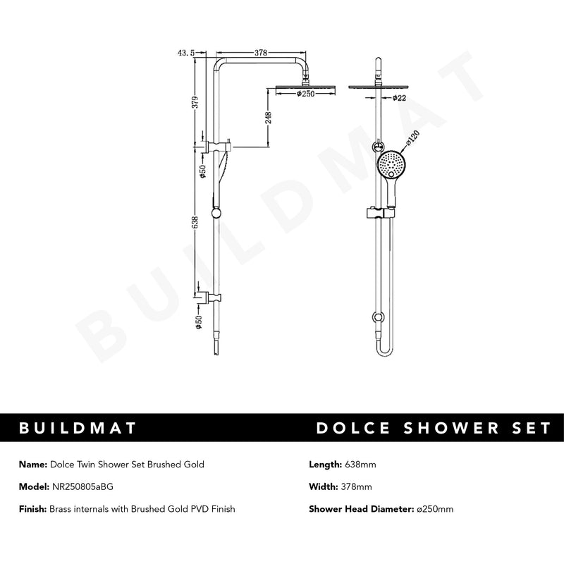 Dolce Shower Set Brushed Gold