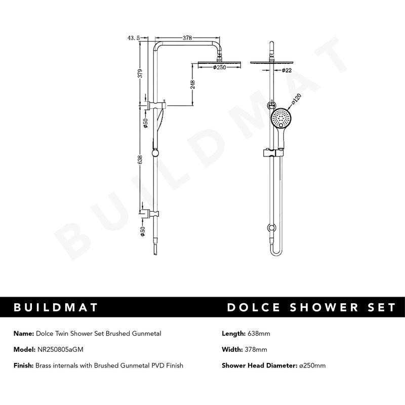 Dolce Shower Set Gunmetal