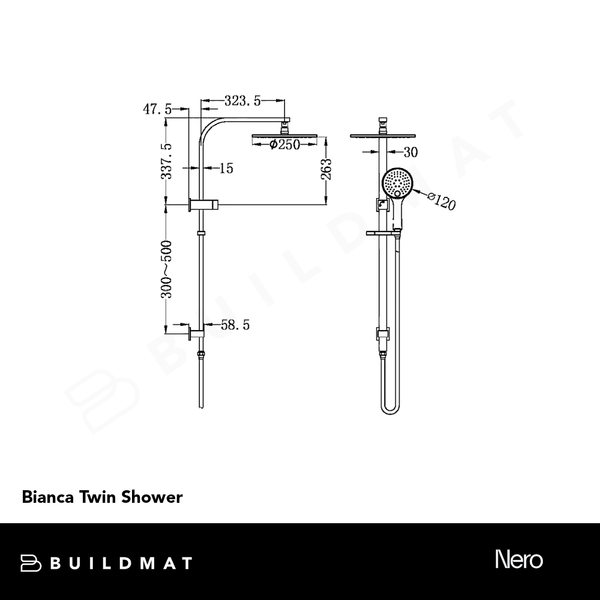 Nero Bianca Twin Shower Gunmetal