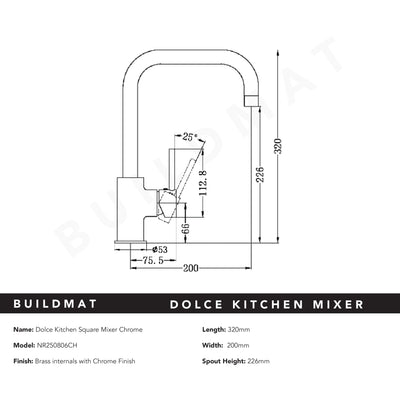Dolce Square Kitchen Mixer Chrome
