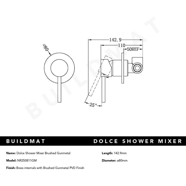 Nero Dolce Shower Mixer Brushed Gunmetal