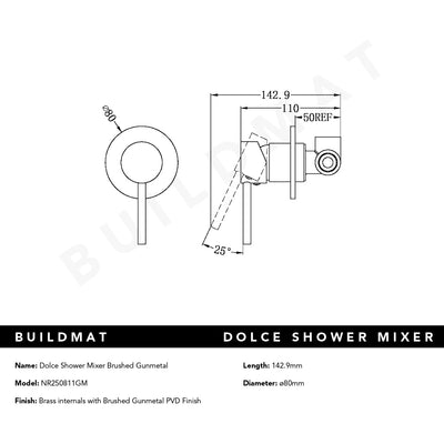 Dolce Shower Mixer Brushed Gunmetal