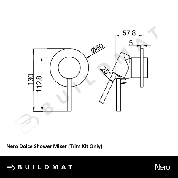 Nero Dolce Shower Mixer (Trim Kit Only) Brushed Gold
