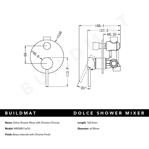 Nero Dolce Shower Mixer with Divertor Chrome