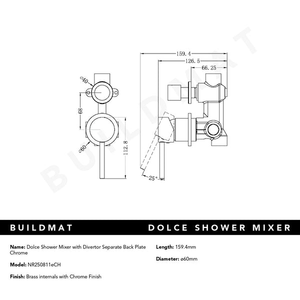 Nero Dolce Shower Mixer with Divertor Separate Back Plate Chrome