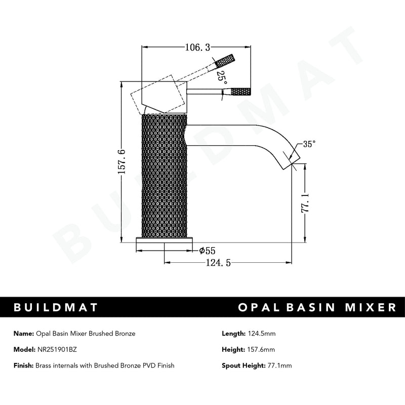 Opal Basin Mixer Brushed Bronze