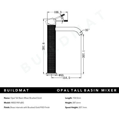 Opal Tall Basin Mixer Brushed Gold