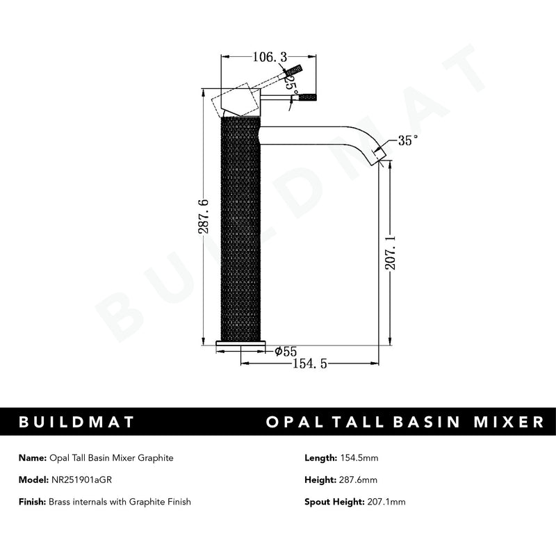 Opal Tall Basin Mixer Graphite