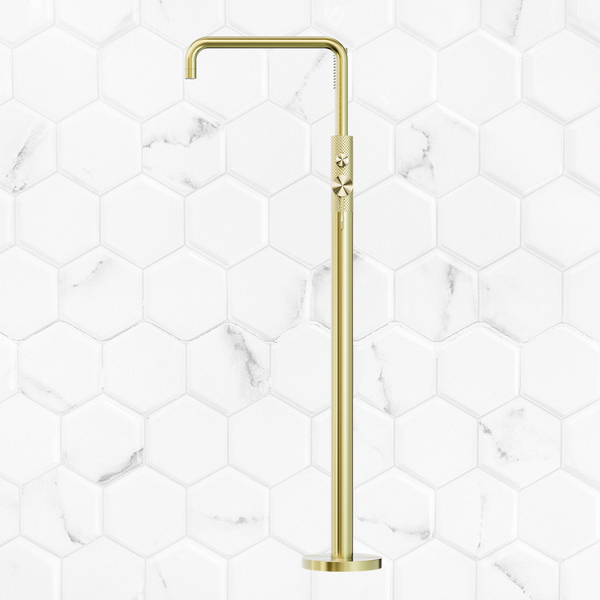 Nero Opal Free Standing Bath Mixer with Hand Shower Brushed Gold