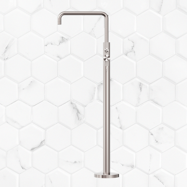 Nero Opal Free Standing Bath Mixer with Hand Shower Brushed Nickel