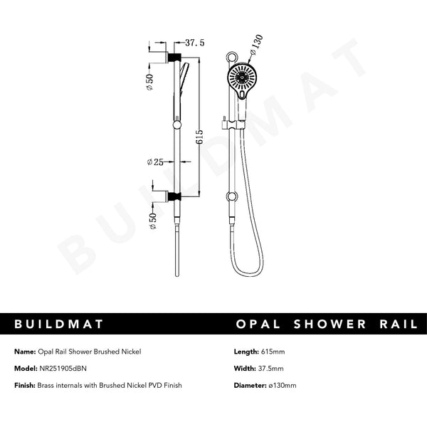 Nero Opal Rail Shower Brushed Nickel