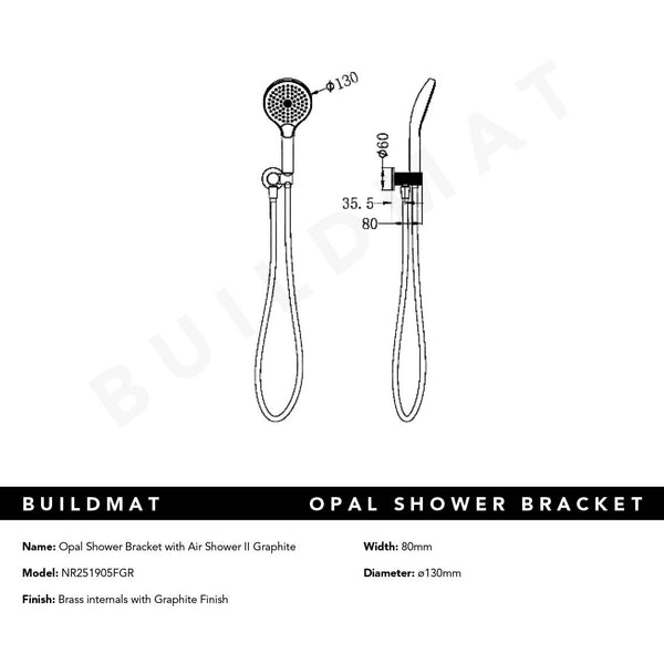 Nero Opal Shower on Bracket with Air Shower II Graphite
