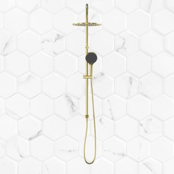 Nero Opal Twin Shower with Air Shower II Brushed Gold