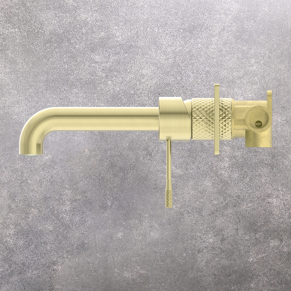 Nero Opal Wall Basin/Bath Mixer 185mm Spout Brushed Gold