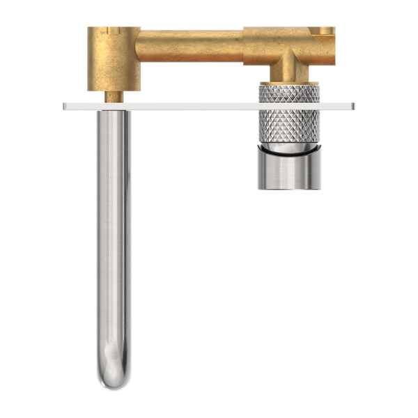 Nero Opal Wall Basin/Bath Mixer 185mm Spout Brushed Nickel