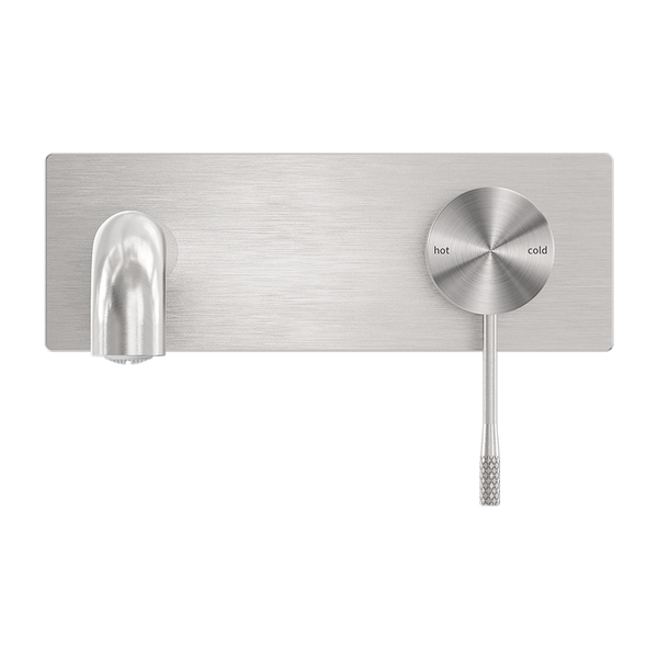 Nero Opal Wall Basin/Bath Mixer 185mm Spout Brushed Nickel