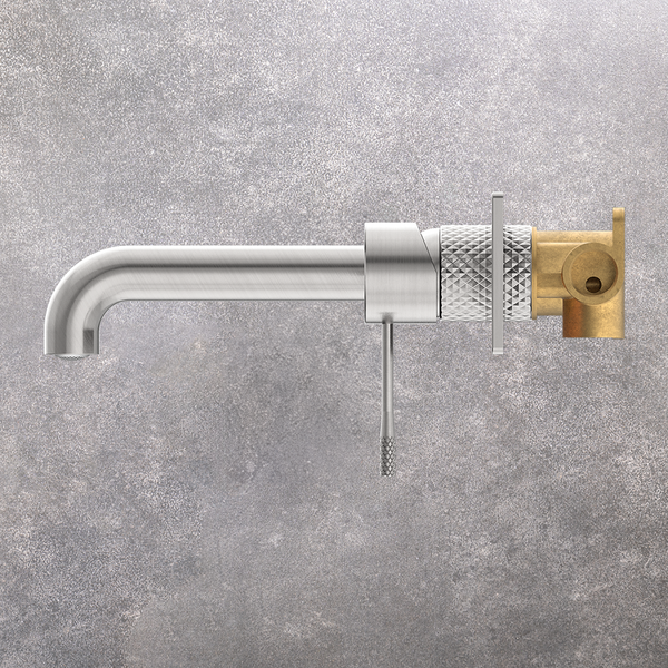 Nero Opal Wall Basin/Bath Mixer 185mm Spout Brushed Nickel