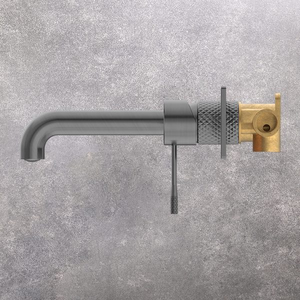 Nero Opal Wall Basin/Bath Mixer 185mm Spout Graphite