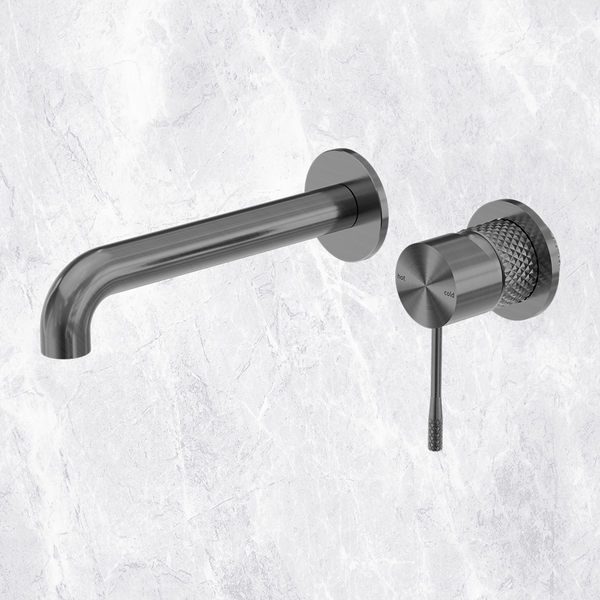 Nero Opal Wall Basin/Bath Mixer Separate Black Plate 260mm Spout Graphite