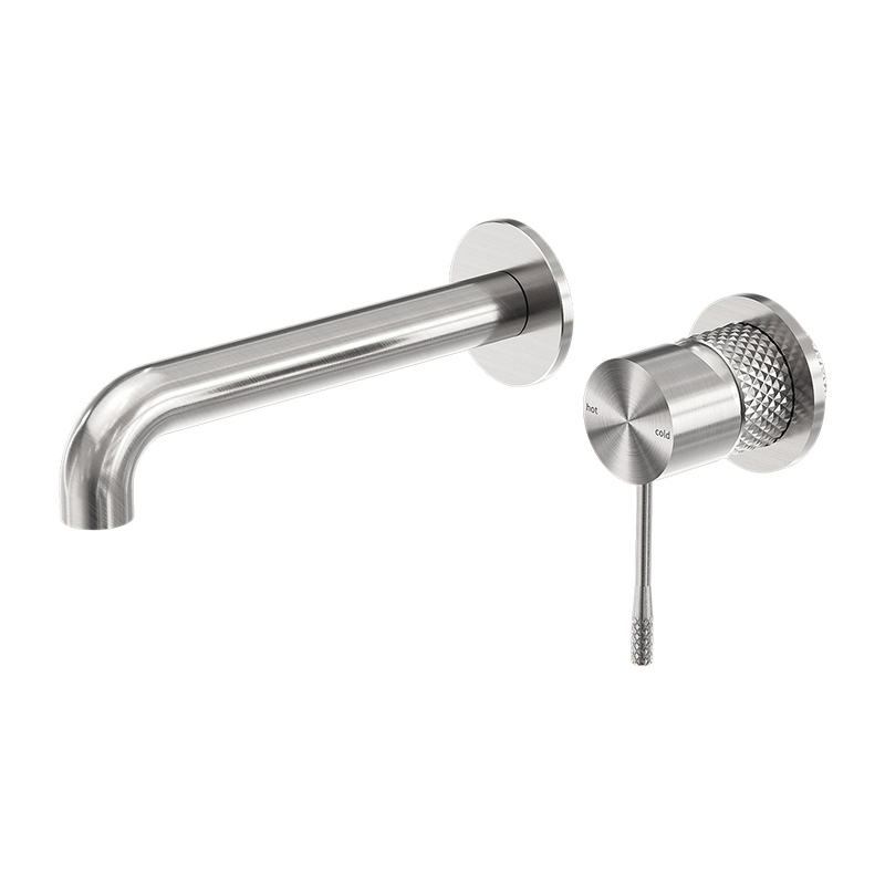 Opal Wall Basin/Bath Mixer 185mm Spout With Separate Back Plate Brushed Nickel