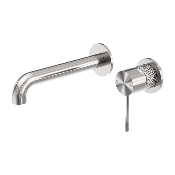 Nero Opal Wall Basin/Bath Mixer Separate Back Plate 120mm Brushed Nickel