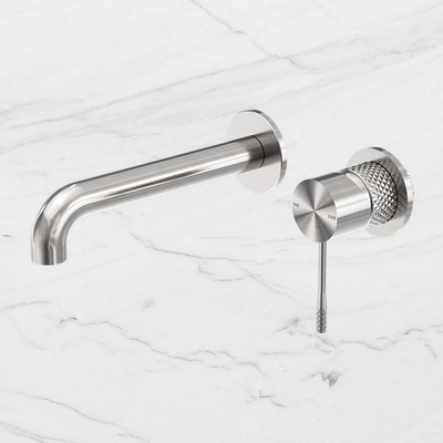 Opal Wall Basin/Bath Mixer 185mm Spout With Separate Back Plate Brushed Nickel