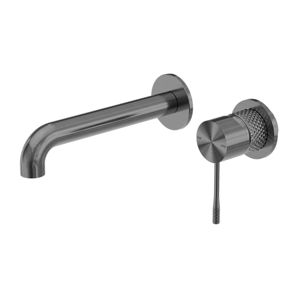 Nero Opal Wall Basin/Bath Mixer 185mm Spout With Separate Back Plate Graphite
