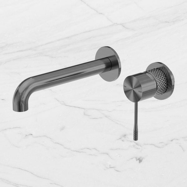 Nero Opal Wall Basin/Bath Mixer 185mm Spout With Separate Back Plate Graphite