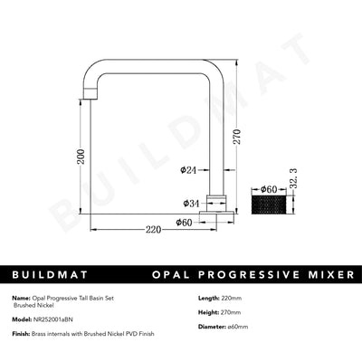 Opal Tall Progressive Basin Set Brushed Nickel