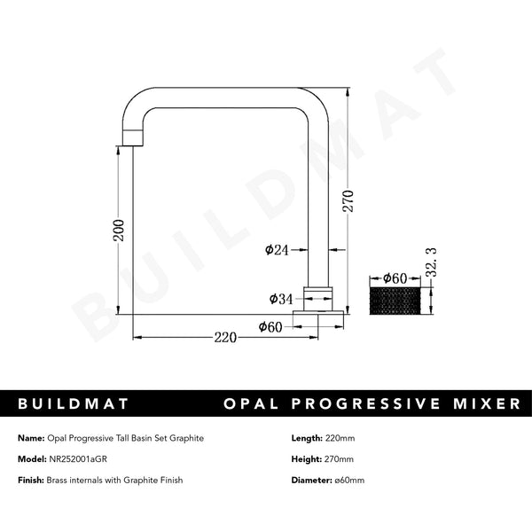 Nero Opal Tall Progressive Basin Set Graphite
