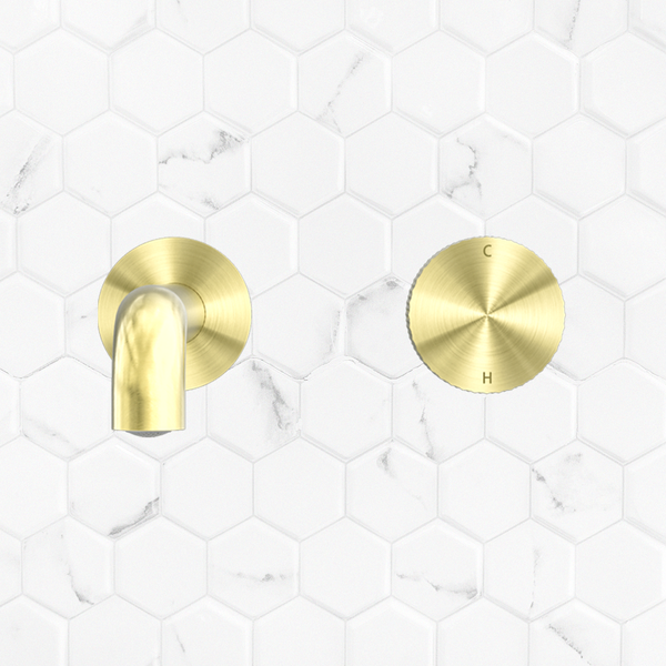 Nero Opal Progressive Wall Basin/Bath Set 230mm Spout Brushed Gold