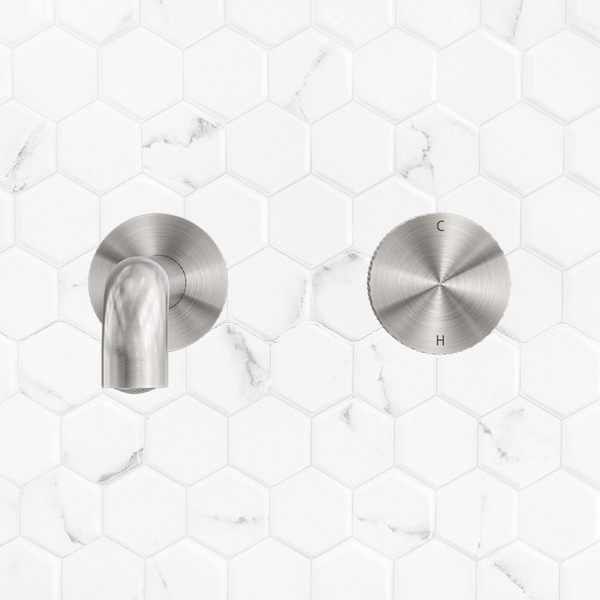 Nero Opal Progressive Wall Basin/Bath Set 230mm Spout Brushed Nickel