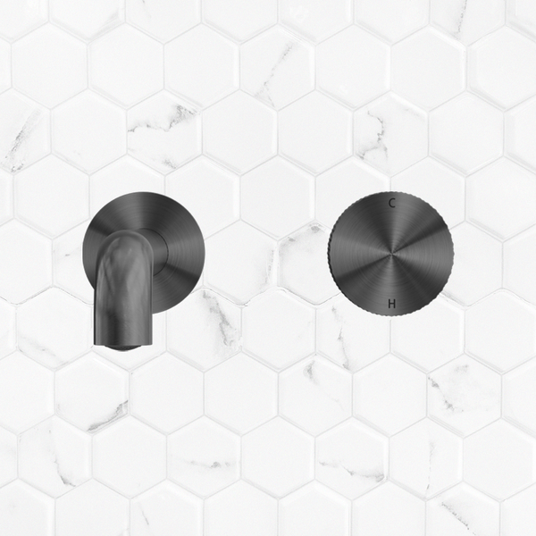 Nero Opal Progressive Wall Basin/Bath Set 230mm Spout Graphite